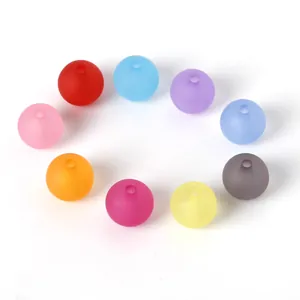 Frosted acrylic round beads in 9 vibrant colors for DIY jewelry making and crafts