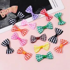 Mehrfarbige karierte Schleifen aus Stoff für DIY-Haarschmuck und Geschenkverpackungen