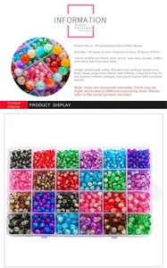 Vue détaillée de perles en verre craquelé 4mm 6mm 8mm dans leur boîte à 24 cases
