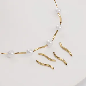 14K Gold Plated Copper S-Shape Tube Spacer Beads For DIY Jewelry Making Bracelet Necklace Findings Smooth And Textured Curved Tubes
