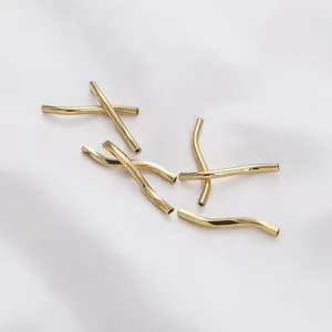 Polished 14K gold filled curved S-tube beads for DIY jewelry making and bracelet design