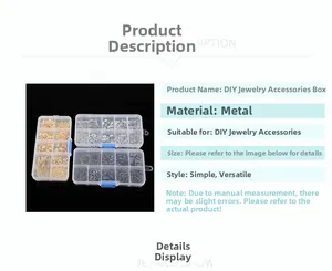 Detail eines 24-Gitter Schmuckbastelsets mit Gold- und Silberteilen in Aufbewahrungsboxen