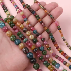 Perle Sintetiche di Tormalina Tonde e Abaco Multicolore a Filo per Creazione di Gioielli Fai da Te Bracciali Collane