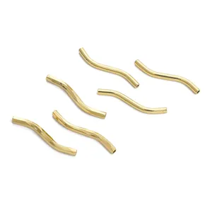 14K gold filled curved S-tube spacer beads for handmade jewelry DIY bracelets