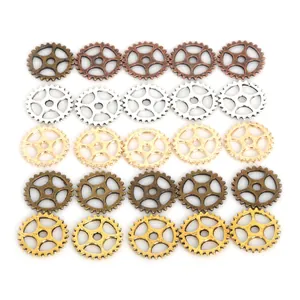 25-delige steampunk tandwielset van legering in brons en goud voor DIY-sieraden maken
