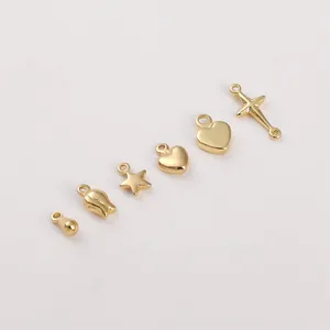 Breloques en or 14K comprenant cœur, étoile et croix pour la fabrication de bijoux DIY