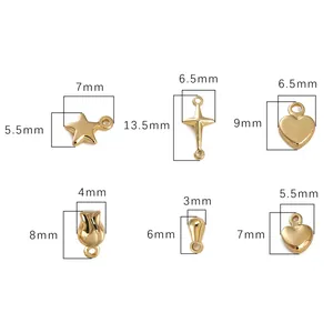 Lot de 5 breloques en or 14K avec étoiles et cœurs pour la création de bijoux DIY