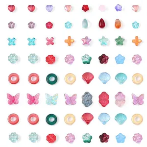 Vintage Chinese Style Glass Beads Mixed Shapes Butterfly Floral Heart Auspicious Cloud For DIY Jewelry Making Accessories