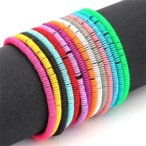 Bracciali elastici con perline Heishi 6mm in argilla polimerica dai colori vivaci