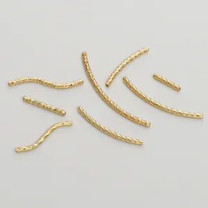 14K gold filled textured curved and straight metal tube spacers for DIY jewelry making