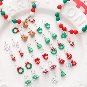 DIY Christmas charm set with alloy pendants and beads for handmade jewelry making