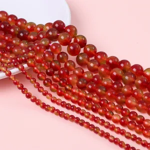 Natural red agate round beads for DIY jewelry making in various sizes from 6 to 10mm