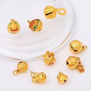 DIY Ciondoli a Campana in Lega Placcata Oro per Creazione Gioielli Smalto Pixiu Tigre Ruyi Charms Tradizionale Cinese