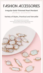 Detailed view of irregular freshwater pearls with gold-plated edges and double holes