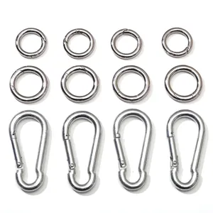 12-piece stainless steel spring ring buckles and pear-shaped snap hooks for DIY hardware