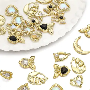 Exquisite Goldlegierung Schleife und Mond Anhänger mit Strass für DIY Schmuck