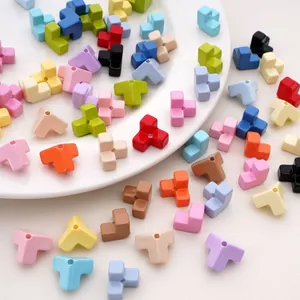 Colorful tetris shaped acrylic beads for DIY handmade jewelry and phone chains