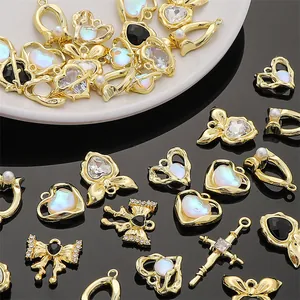 Legierung Strass Anhänger Für Schmuckherstellung DIY Halsketten Armbänder Herz Schleife Kreuz Mond Tulpenformen Gold Silber Vergoldete Charms Nur Anhänger