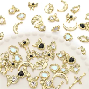 Goldene Legierung DIY Charms Set mit Kristallen für Halsketten und Armbänder