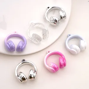 6-piece gradient acrylic headphone charms set for DIY jewelry and keychain making