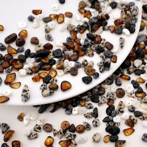 Irregular stone beads set with shell and dalmatian jasper for DIY jewelry making