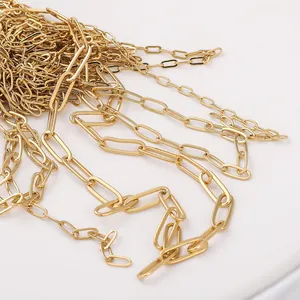 Catene a maglie ovali appiattite in oro 14K di varie dimensioni per la creazione di gioielli