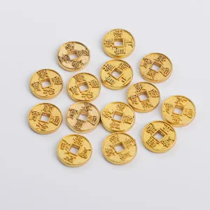 Golden Chinese Qing Dynasty coins with textured finish for DIY jewelry crafting