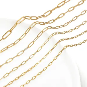 Cinque dimensioni di catene a graffetta placcate in oro 14K per la creazione di gioielli DIY