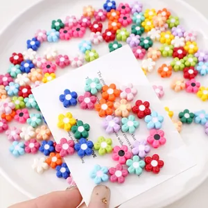 Colorful acrylic flower beads in various candy colors for DIY jewelry and bracelet making