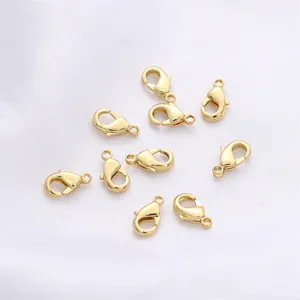 Set of nine 14K gold-plated copper lobster clasps for handmade jewelry making DIY