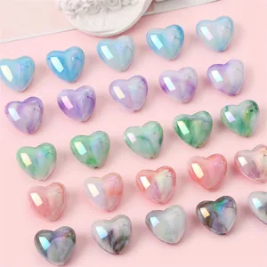 Aurora Acryl Herzperlen Farbverlauf Irisierende Charms Für DIY Schmuckherstellung Handgefertigte Ohrring Halskette Armband Zubehör