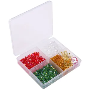 DIY Christmas crystal bead kit in a 4-grid organizer for making handmade jewelry