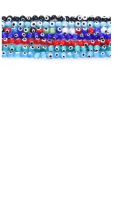 Macro view of colorful evil eye millefiori glass beads for DIY jewelry making