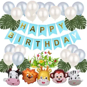 Dschungel Safari Geburtstag Ballon Set mit Löwe und Zebra Folienballons und Banner