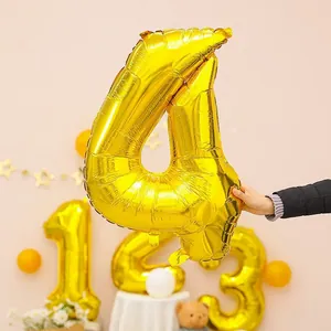Ballon chiffre 4 en aluminium doré 32 pouces pour décoration de fête et anniversaire