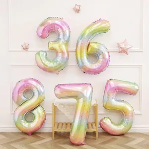 40-inch gradient star foil balloons showing numbers 3, 5, 6, 7, and 8 for birthday parties