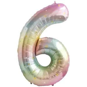 40-inch gradient number 6 balloon with star pattern for kids birthday party decor