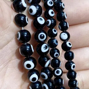 Perline Millefiori Occhio del Male bianche e nere per gioielli fai-da-te e braccialetti