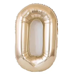 Champagne gold 40-inch number 0 aluminum foil balloon for birthday party decorations