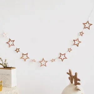 Hollow rose gold star garland for wedding and birthday party wall hanging decorations
