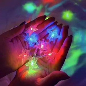 Colorful star shaped LED string lights for festive indoor room ambiance decoration