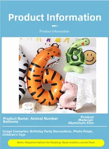 Detail of tiger-patterned number 6 aluminum foil balloon for kids birthday party decor