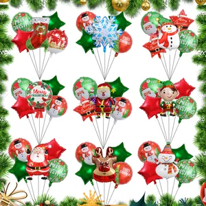 Ballons en Film d'Aluminium de Noël Père Noël Bonhomme de Neige Renne Imprimé Kit de Ballons Métalliques Décoration de Fête
