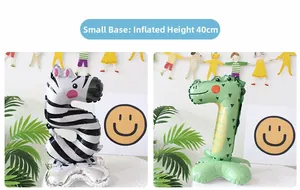Standing animal number balloons 5 and 7 for birthday party decoration, 40cm height