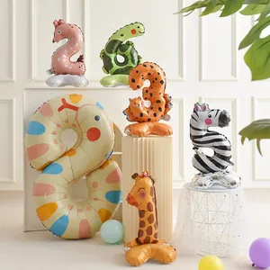 Standing animal number foil balloons set for children birthday party decorations