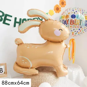 Ballon lapin 3D en aluminium de 88cmx64cm pour la décoration de fête d'anniversaire