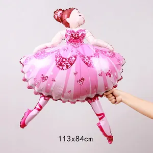 Ballon en aluminium de ballerine pour décoration de fête d'anniversaire, 113x84cm