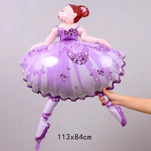 Grand ballon en aluminium danseuse de ballet pour décoration d'anniversaire, 113x84cm