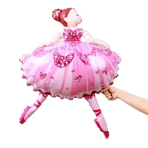 Grand ballon en aluminium ballerine rose pour anniversaire d'enfant et décor de danse