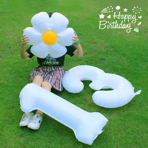 Globos de números blancos de 32 pulgadas y globo de margarita para fiestas